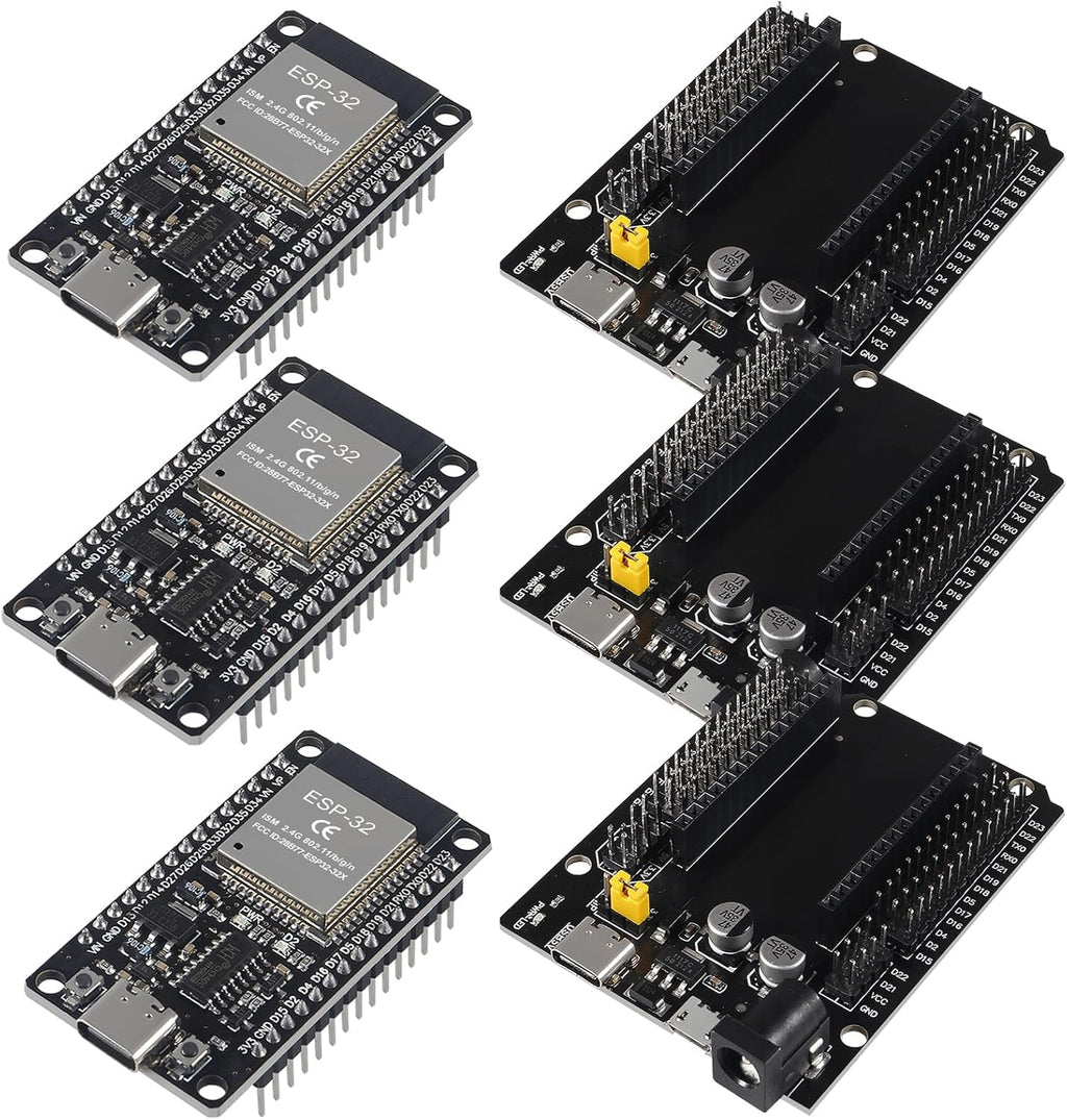 3Set ESP32 ESP-32S WiFi Development Board NodeMCU-32S Microcontroller Processor Integrated with ESP32 Development Board GPIO Breakout Board 30Pin Type-C Micro USB Dual Interface ESP32 Shield 30P