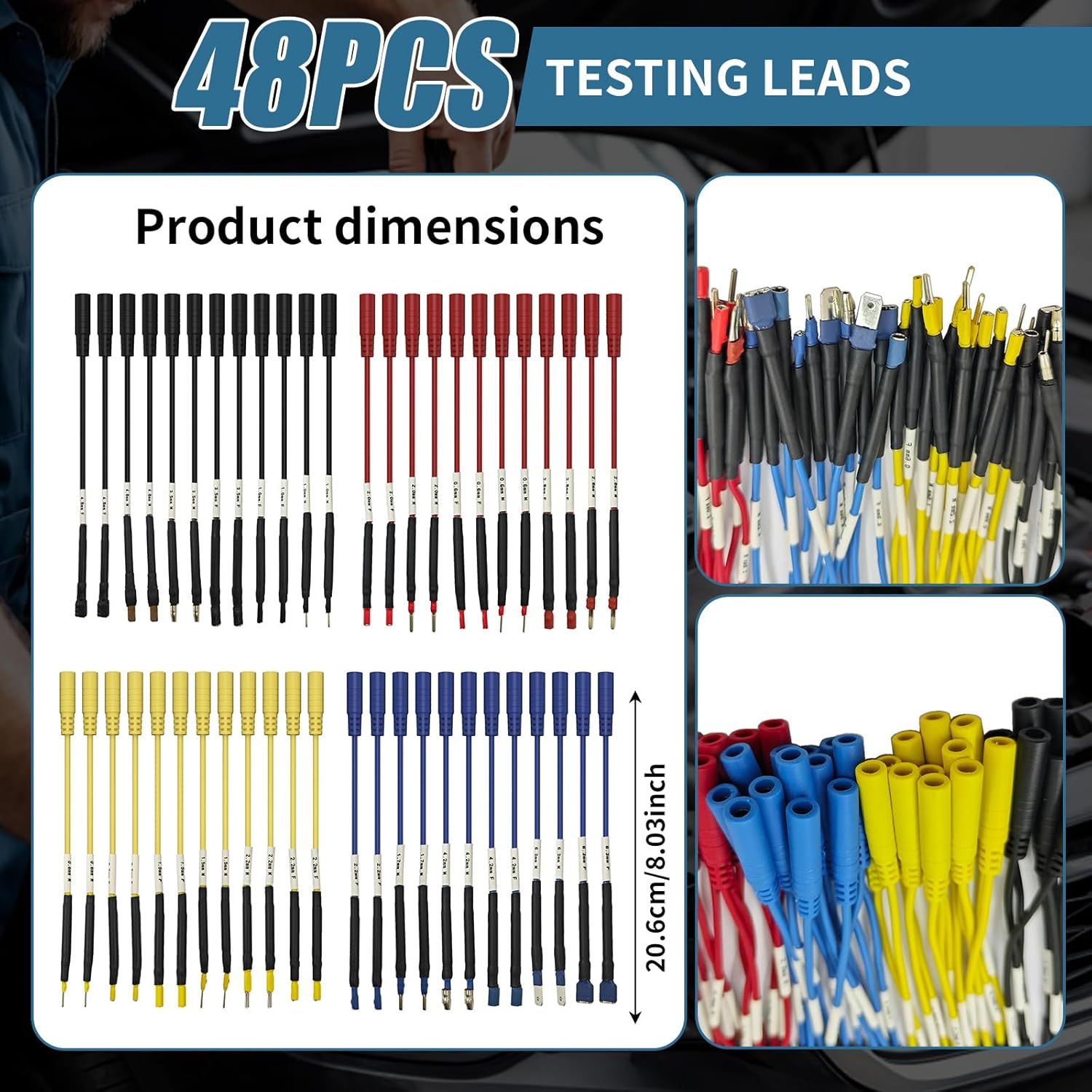 76 Pcs Automotive Circuit Test Lead Kit, Multimeter Test Leads Kit, Electrical Back Probe Kit, Alligator Clip, Acicular Probe, Banana Plug Adapters, Volt Meter Lead (with Carrying Case)