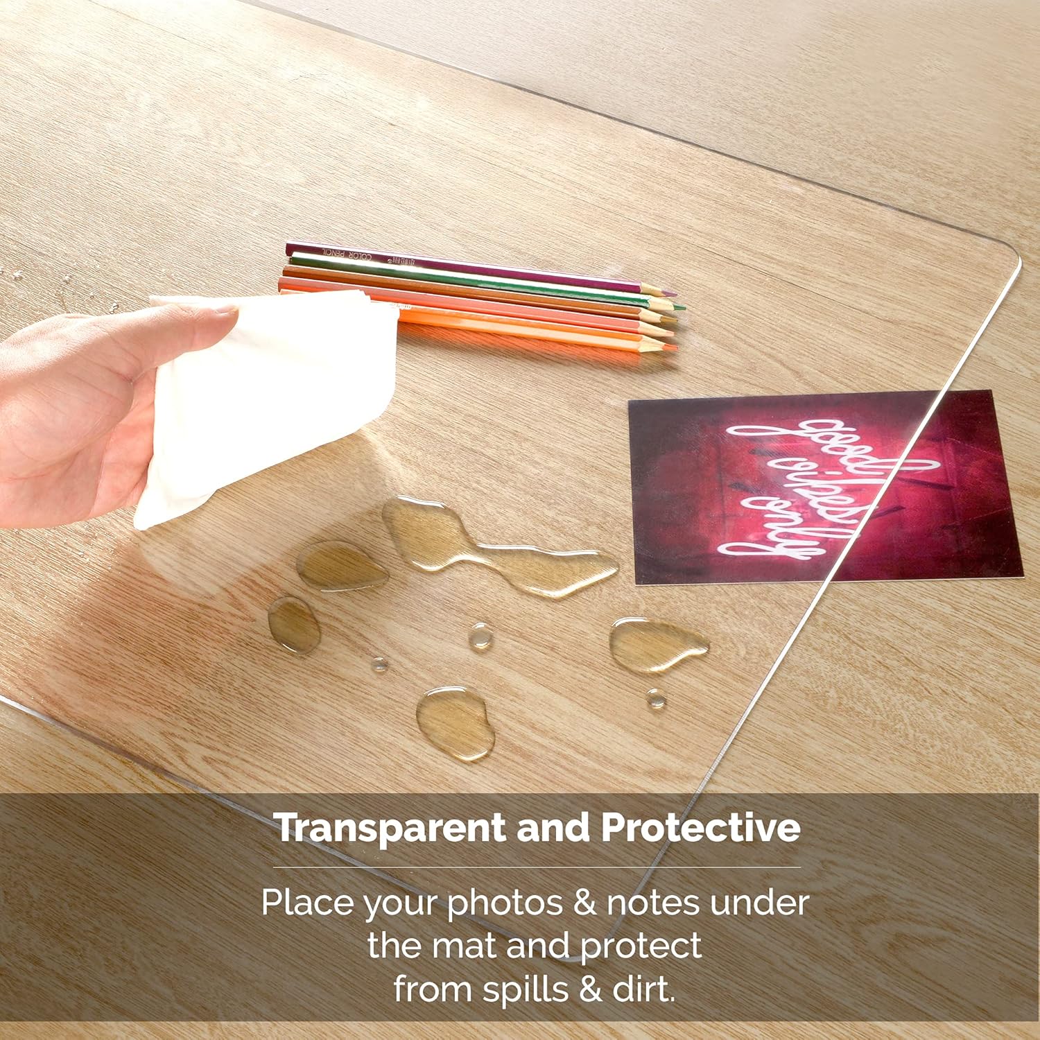 Awnour Clear Desk Mat on top of desks - 36 x 17 inches - Clear Transparent Plastic Desk Protector - Desk Writing Mat for Office and Home