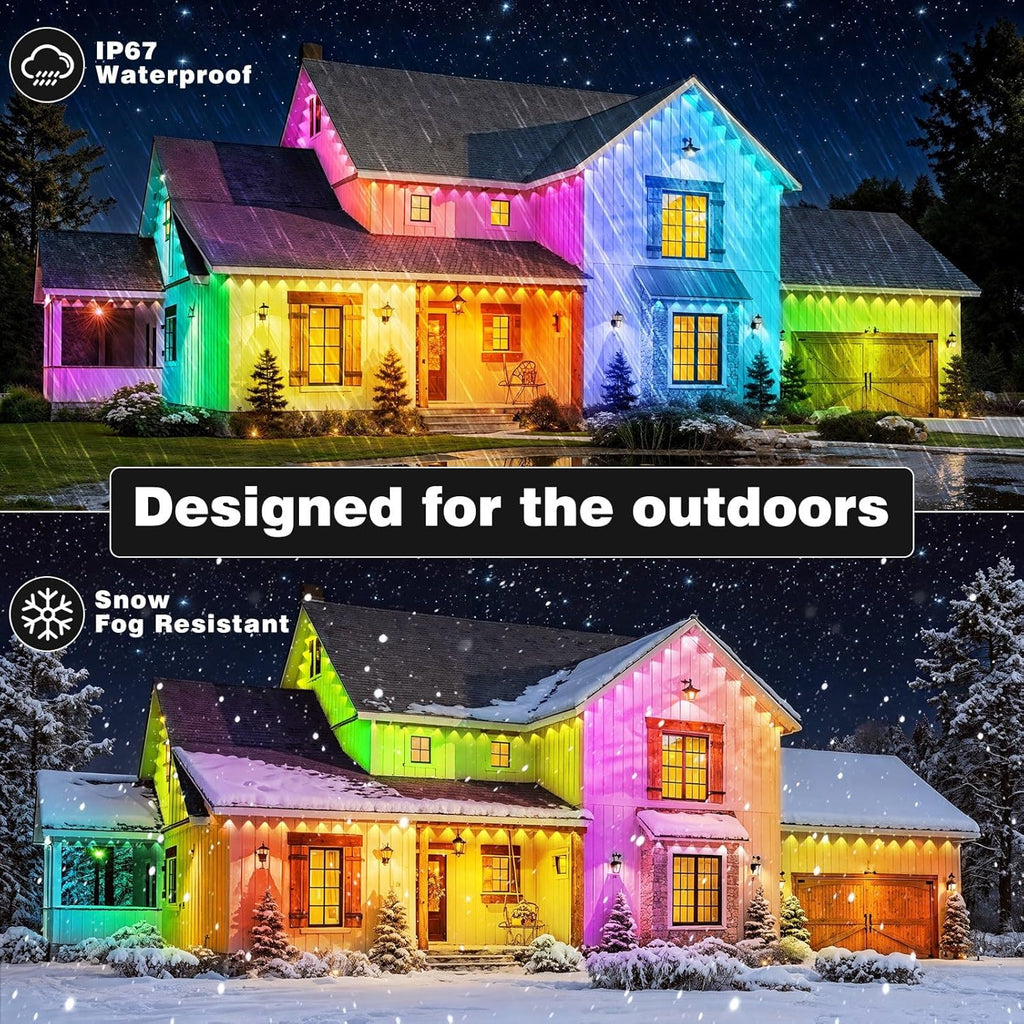 LITSOUL 400FT Permanent Outdoor Lights for House Waterproof, Smart RGB Eave LED Lighting with 16 Million Colors, IP67 Outdoor Strip Lights for Christmas Halloween Holiday Daily Decorations (400FT)