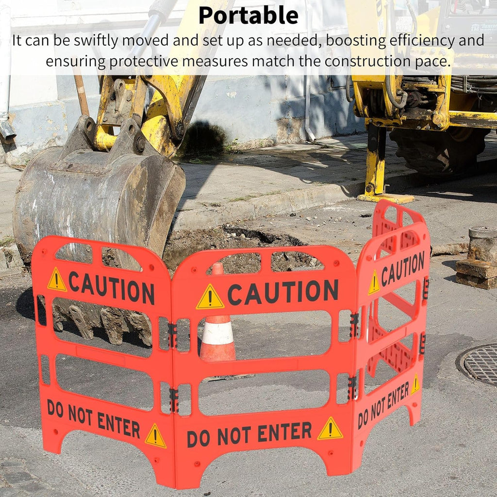 Collapsible Safety Barrier with Reflective Strips - Portable Foldable Caution Barricade for Construction Zones, Crowd Control & Traffic Safety, High Visibility Durable Barrier, Weatherproof Hazard Warning Fence
