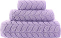 BAGNO MILANO Turkish Bath Towels, Soft Plush Jacquard Luxury Bath Towels, Quick Dry Towel Set (Lavender, 3 pcs Towel Set)