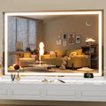 Hasipu Vanity Mirror with Lights, 50" x 34" LED Makeup Mirror, Lighted Makeup Mirror with Dimmable 3 Modes, Touch Screen Control Vanity Mirror Square White
