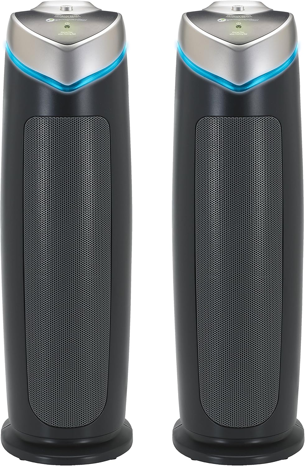 GermGuardian Air Purifier for Home with HEPA Pure Filter, for Wildfire Smoke, Pet Dander, Pollen, Odors, Large Rooms Up To 743 Sq. Ft., Removes 99.97% Pollutants, UV-C, 2-Pack, 22", AC48252PK, Gray