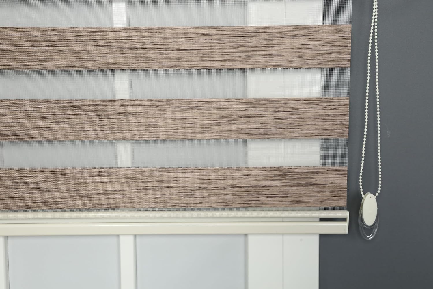 Shadesu Custom Size Zebra Blinds for Windows, 54" W x 72 H, Brown, Dual Layer Free-Stop Zebra Shades, Light Control for Day and Night, Sheer Blinds for Indoor Windows, Bedroom, Kitchen