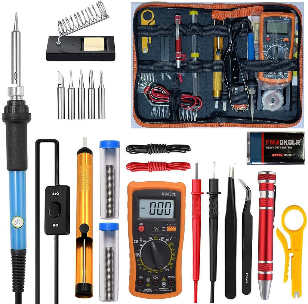 Soldering Iron Kit, Digital Multimeter Kit, Multi Tester, Voltage Tester, Measures AC/DC Voltage, Current, Resistance/Continuity/Diode/Triode. Electric Soldering Iron, Adjustable Temperature