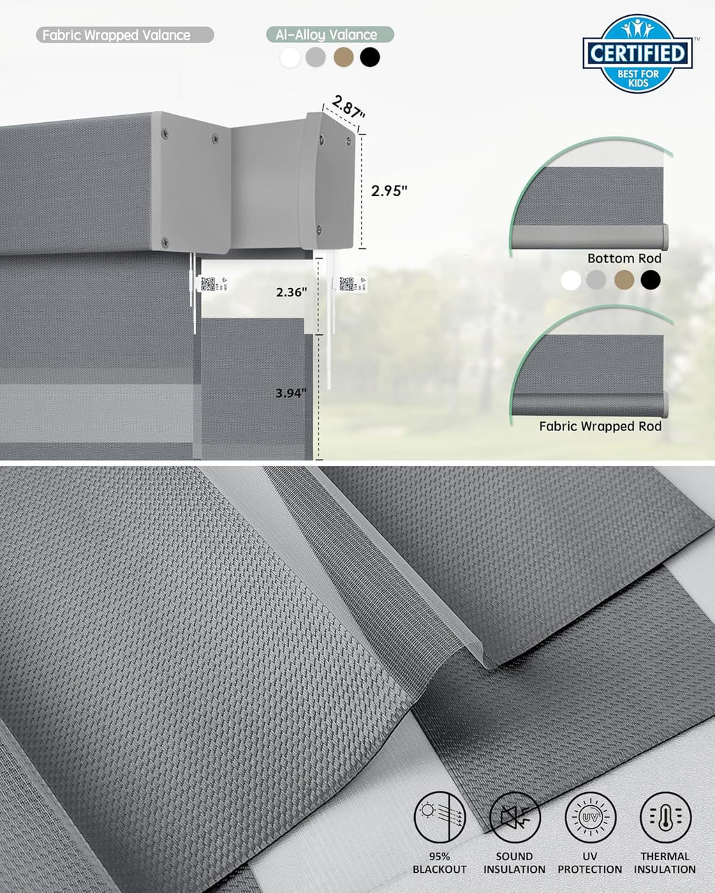 Yoolax Smart Blinds Motorized Matter Zebra Blinds Compatible with Alexa, Google Home, Apple Homekit,Window Shades Blackout Electric Custom Roll Up Indoor Cordless Zebra Blinds for Home(Mesh Silver)