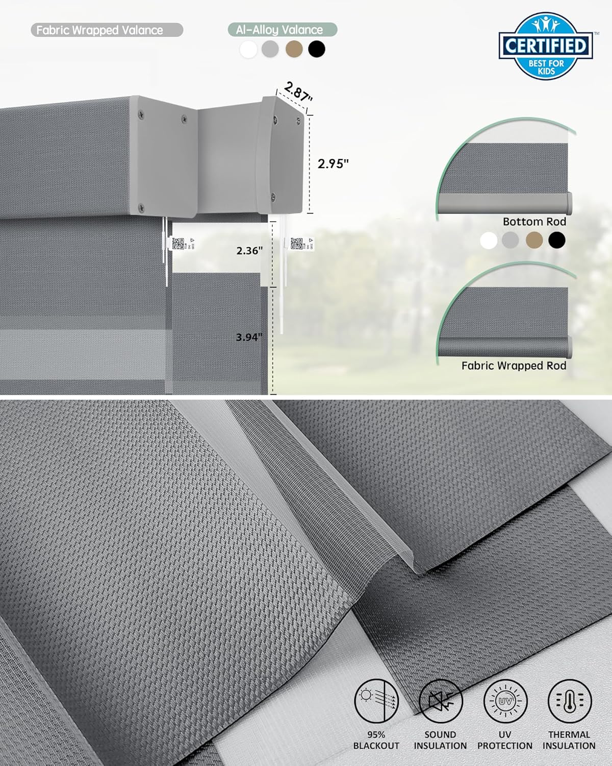 Yoolax Smart Blinds Motorized Matter Zebra Blinds Compatible with Alexa, Google Home, Apple Homekit,Window Shades Blackout Electric Custom Roll Up Indoor Cordless Zebra Blinds for Home(Mesh Silver)