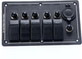 Amarine Made 5 Gang Aluminium LED Rocker & CIG Socket & Circuit Breaker Waterproof Marine/Boat/rv Switch Panel AM62-PN-LB5Z/S