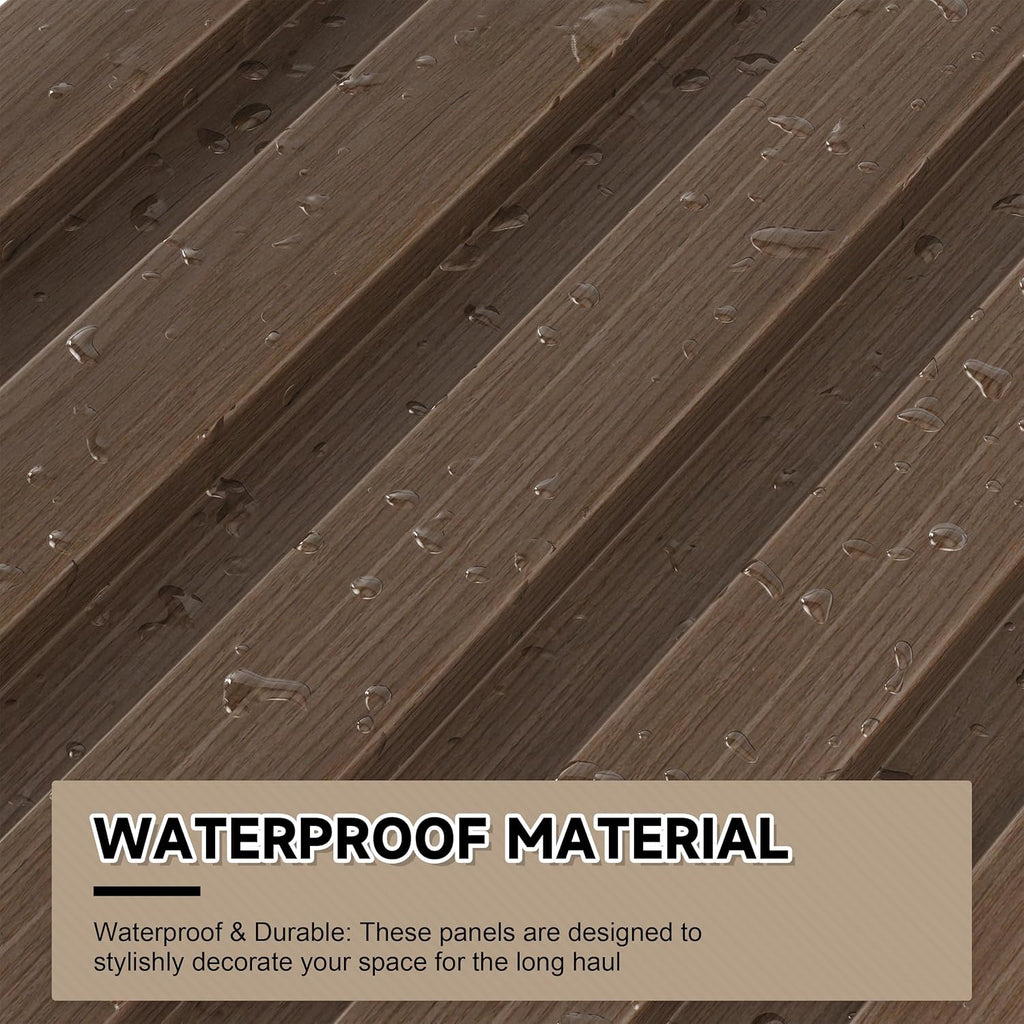 WPC Slat Wall Paneling, 8-Pack 3D WPC Wood Wall Panels, Acoustic Wall Panels for Interior Wall Decor, Living Room, Bedroom, Walnut, 95 x 6 in