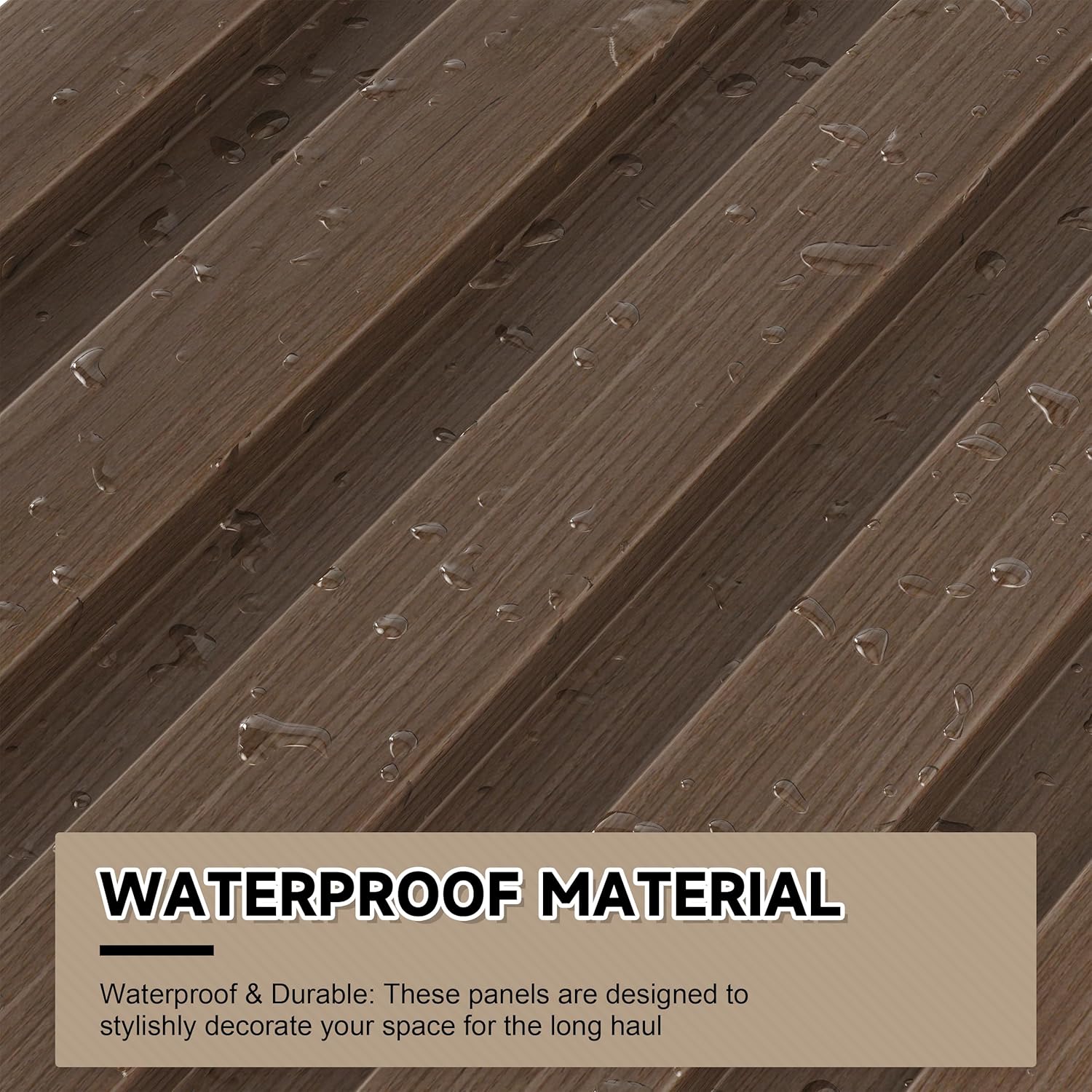 WPC Slat Wall Paneling, 8-Pack 3D WPC Wood Wall Panels, Acoustic Wall Panels for Interior Wall Decor, Living Room, Bedroom, Walnut, 95 x 6 in