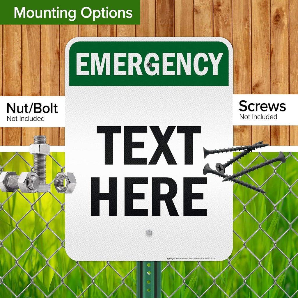 Custom Emergency Sign, OSHA Sign, 18x24 Inches, 3M EGP Reflective, Rust Free .080 Aluminum, Fade Resistant, Made in USA by My Sign Center
