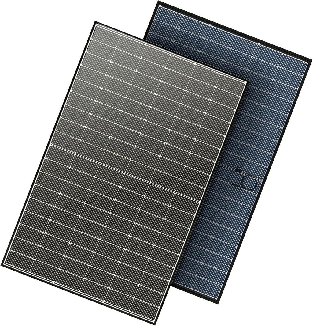 JJN Bifacial 400 Watt Solar Panel, N-Type 16BB 400W Solar Panels, 25% High Efficiency Monocrystalline Solar Module for 12V/24V/48V PV System for Homes Rooftop Farm RV and Off-Grid Applications