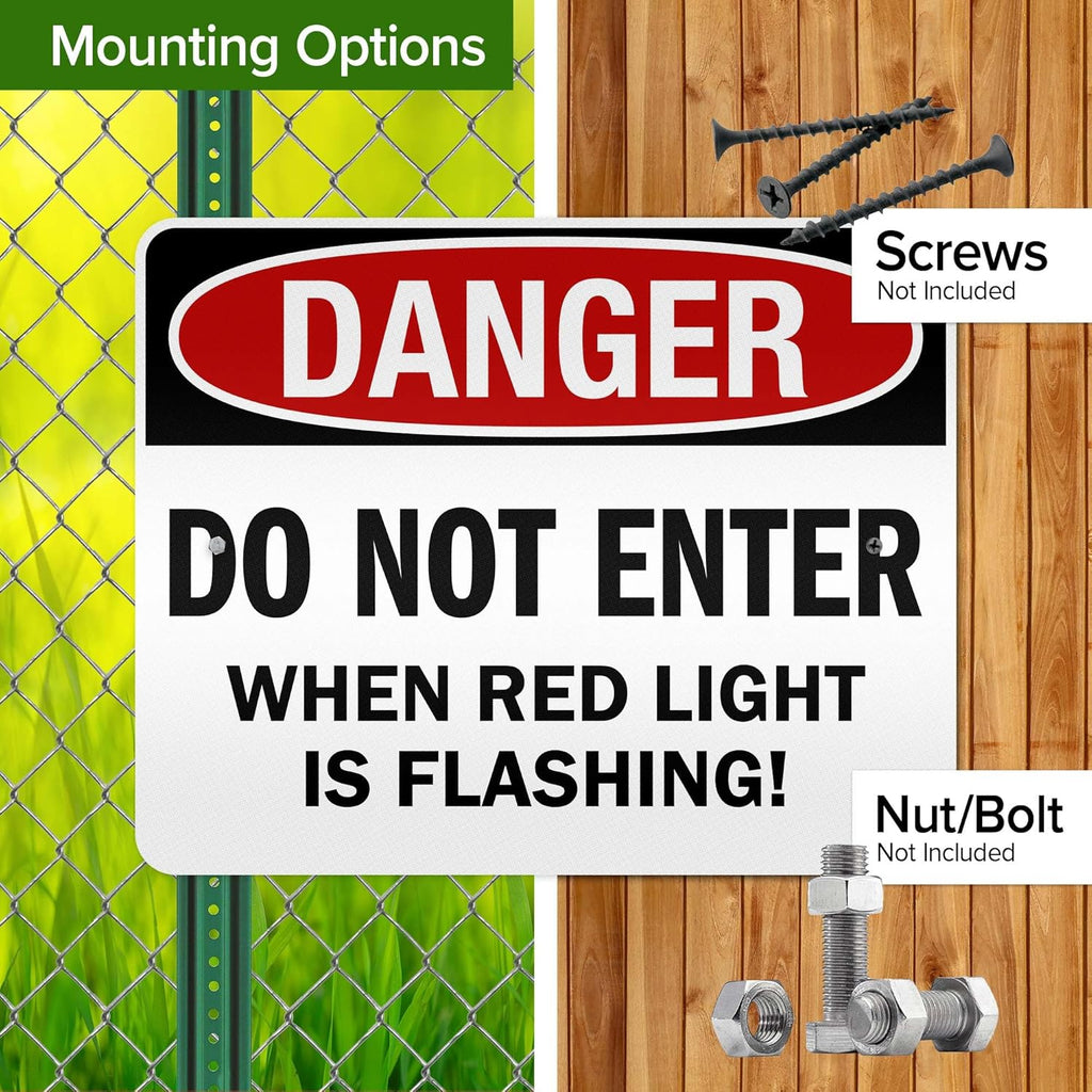 Danger Do Not Enter When Red Light is Flashing Sign, 24x30 Inches, 3M EGP Reflective .080 Aluminum, Fade Resistant, Made in USA by My Sign Center