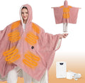 Bedsure Cordless Wearable Heated Blanket - Fluffy Electric Blanket Hoodie with 20000mAh Battery Pack, Portable USB Heated Shawl as Winter Gifts for Women Mom, 4 Heat Levels & 4 Timers, 55"x69", Pink