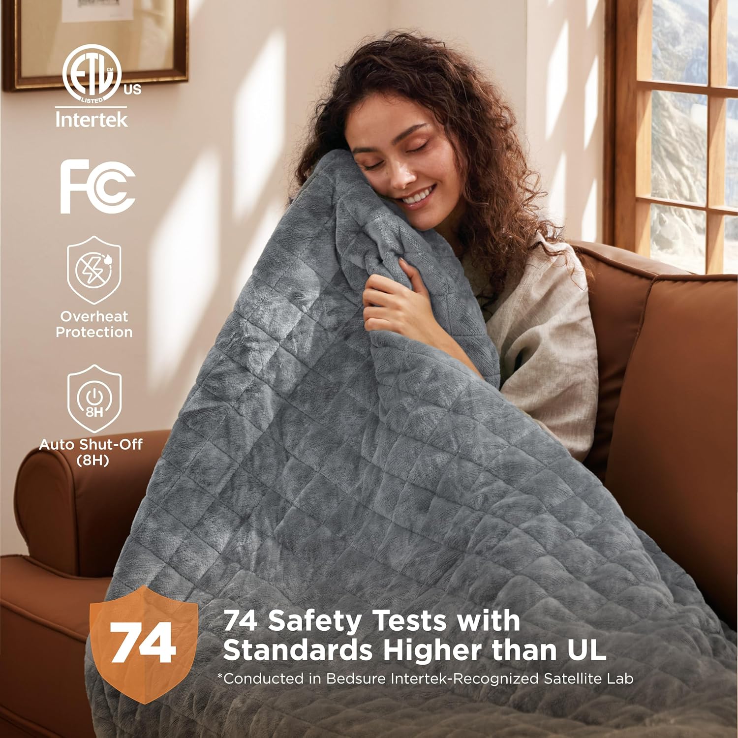 Bedsure Electric Blanket Full Size - Quilted Heated Blanket Full, Soft Flannel Thick Heating Blanket with 10 Time Settings & 6 Heat Settings, Warm Gifts for Women Men (72x84 inches, Formal Gray)