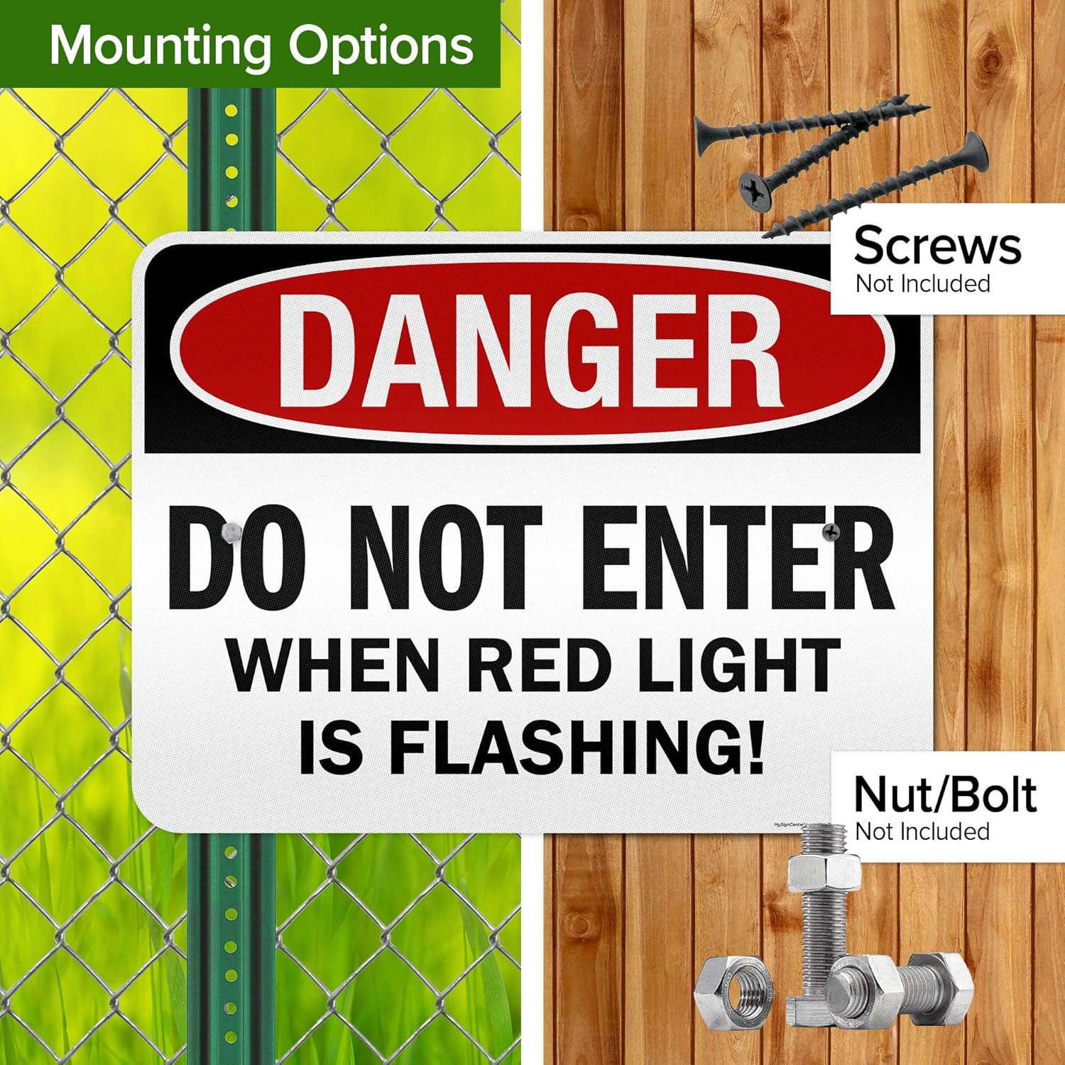 Danger Do Not Enter When Red Light is Flashing Sign, 18x24 Inches, 3M EGP Reflective .080 Aluminum, Fade Resistant, Made in USA by My Sign Center