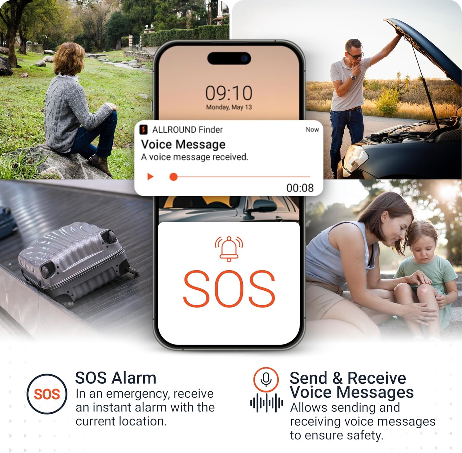 PAJ Allround Finder 4G - Real-Time GPS Tracking for Cars, Motorcycles, Kids & Seniors - SOS Button, Voice Messages & Up to 40-Day Battery for Safety & Security