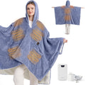 Bedsure Cordless Wearable Heated Blanket - Fluffy Electric Blanket Hoodie with 20000mAh Battery Pack, Portable USB Heated Shawl as Winter Gifts for Women Mom, 4 Heat Levels & 4 Timers, 55"x69", Blue