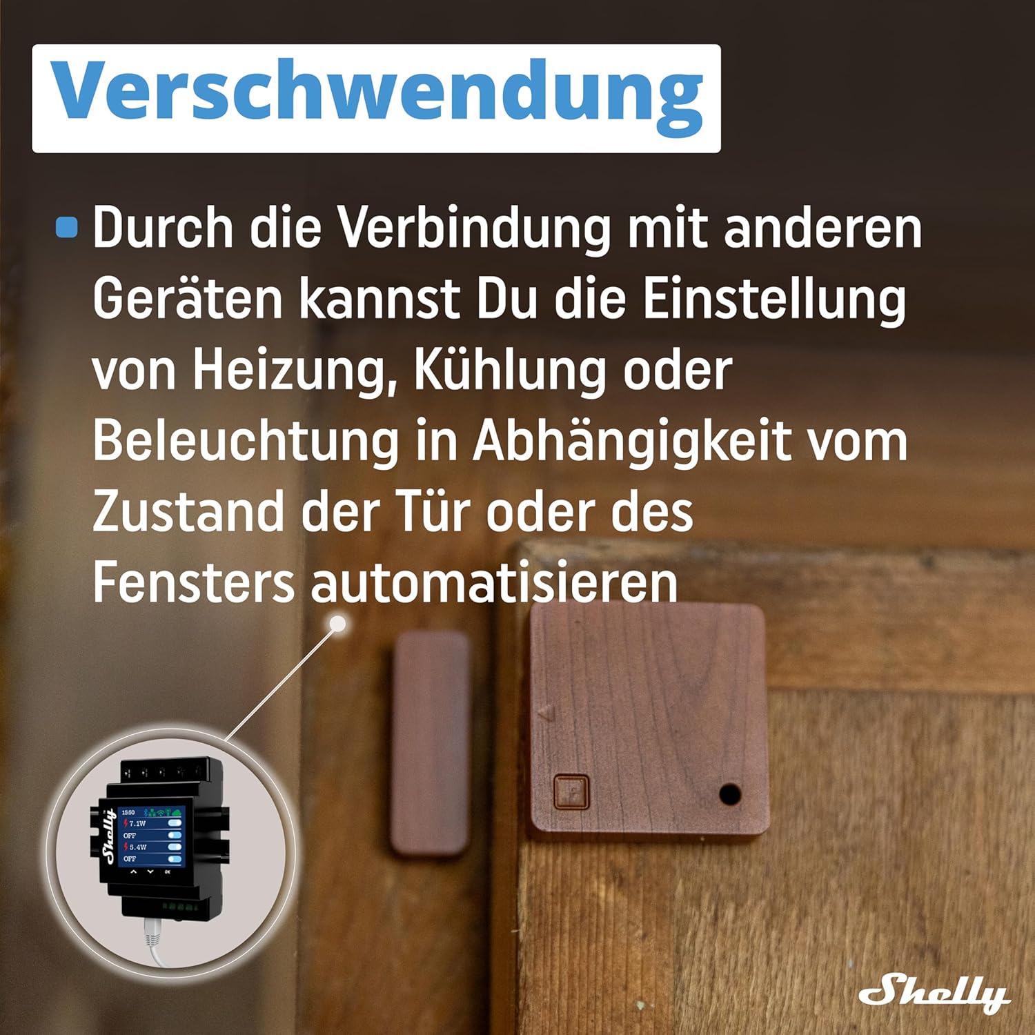 Shelly Blu Door/Window Brown | Bluetooth Operated Sensor | Home Automation | iOS Android App | Alexa & Google Home Compatibility | Lux and Tilt Angle Measurement | Set Custom Activation Scenes