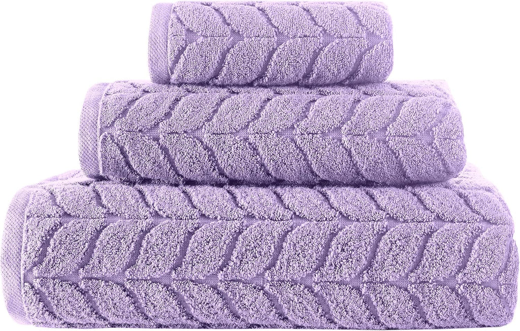 BAGNO MILANO Turkish Bath Towels, Soft Plush Jacquard Luxury Bath Towels, Quick Dry Towel Set (Lavender, 4 Pcs Hand Towel Set)