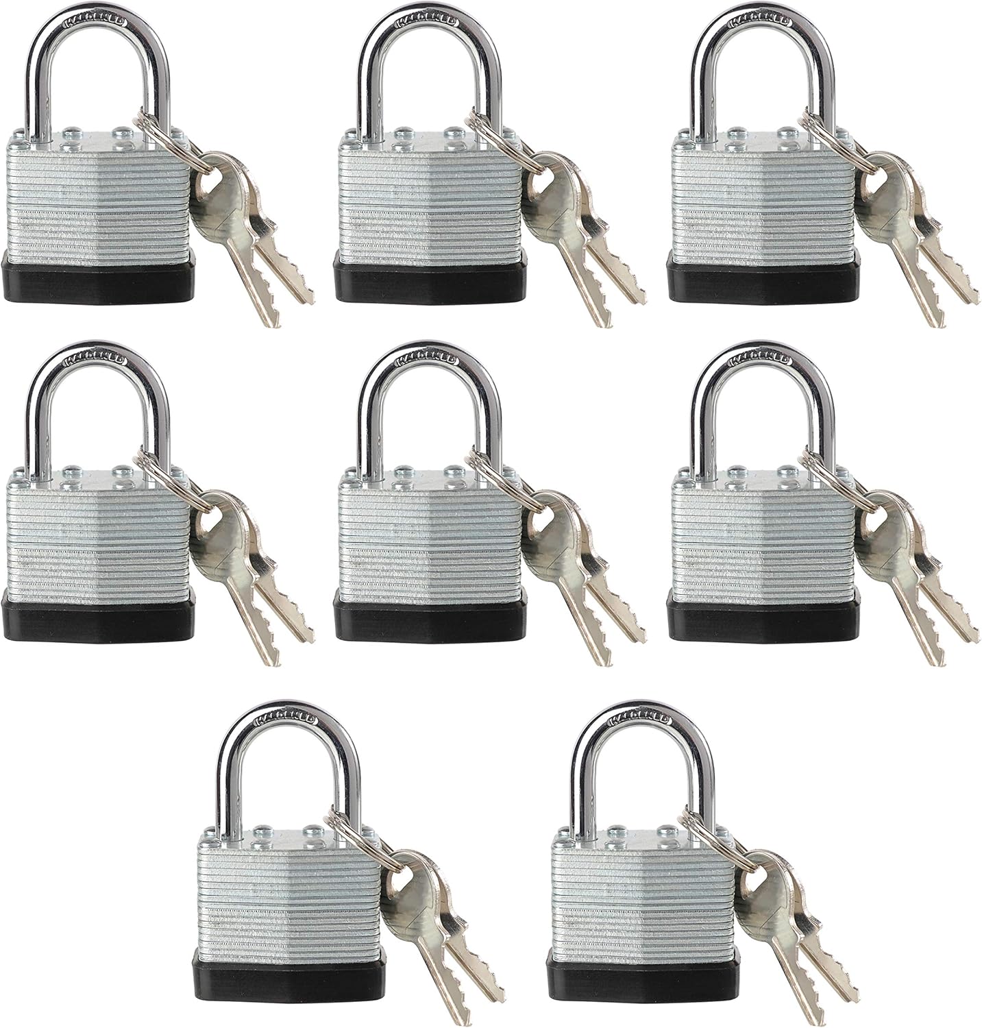 Lock, Laminated Steel Keyed Padlock, Keyed Alike Locks, Normal Shackle Padlock-Pack of 8