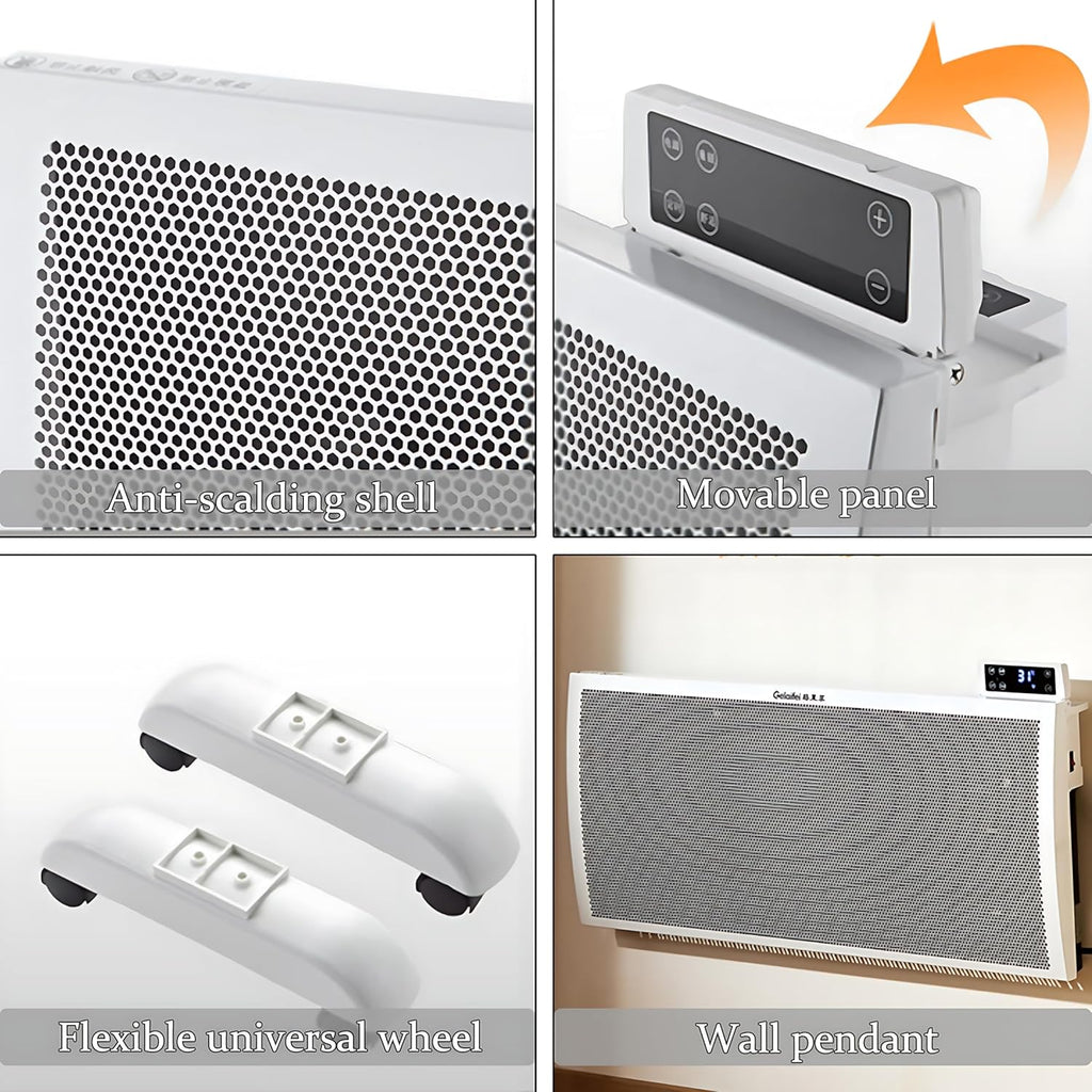 Infrared Space Heater: 1500W Portable Stand or Wall Mount Smart Electric Heater for Indoor Use Remote Control Bedroom & Office