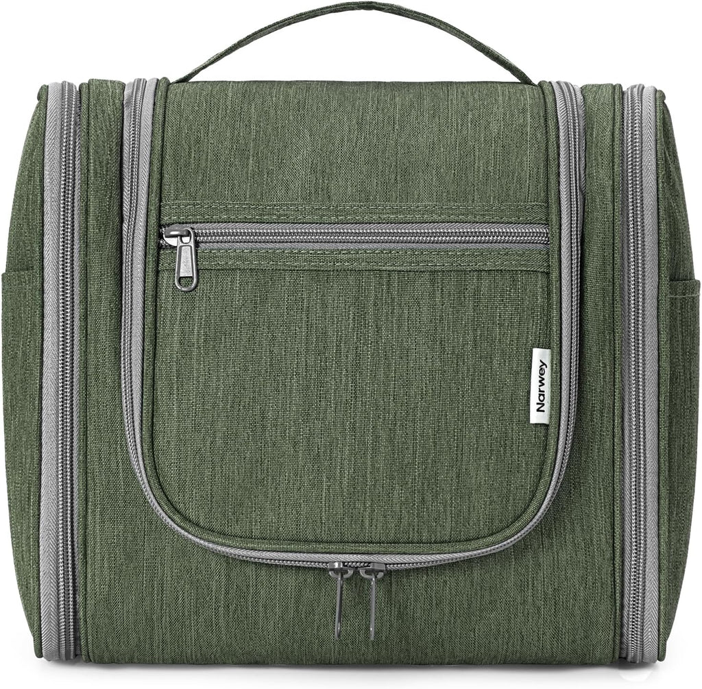 Narwey Hanging Toiletry Bag for Women Travel Makeup Bag Organizer Toiletries Bag Men for Cosmetics Essentials Accessories (Large, Army Green)