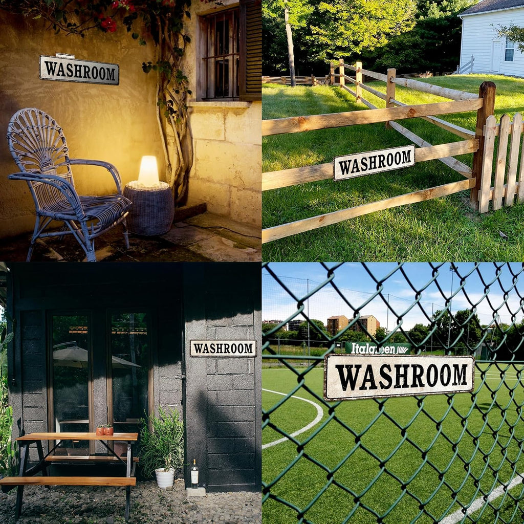 Houseuse Washroom Metal Signs Wall Home Pub Decor 4" by 16"
