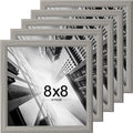 KTKDE 8x8 Picture Frame Set of 5, Wooden frames Grey, Wall Hanging for Tapletop Display, Best Square Photo Frame Studio Gallery for Photos, Posters & Art Prints