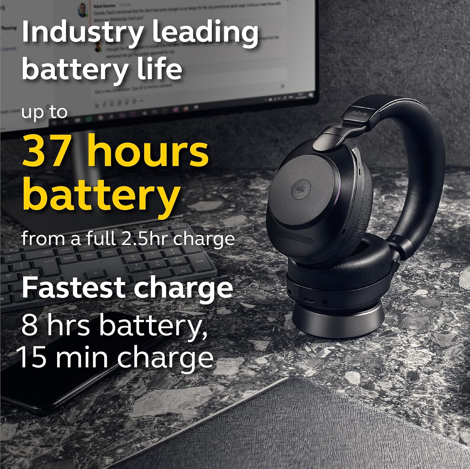 Jabra EVOLVE2 85, LINK380C UC Stereo Stand Black