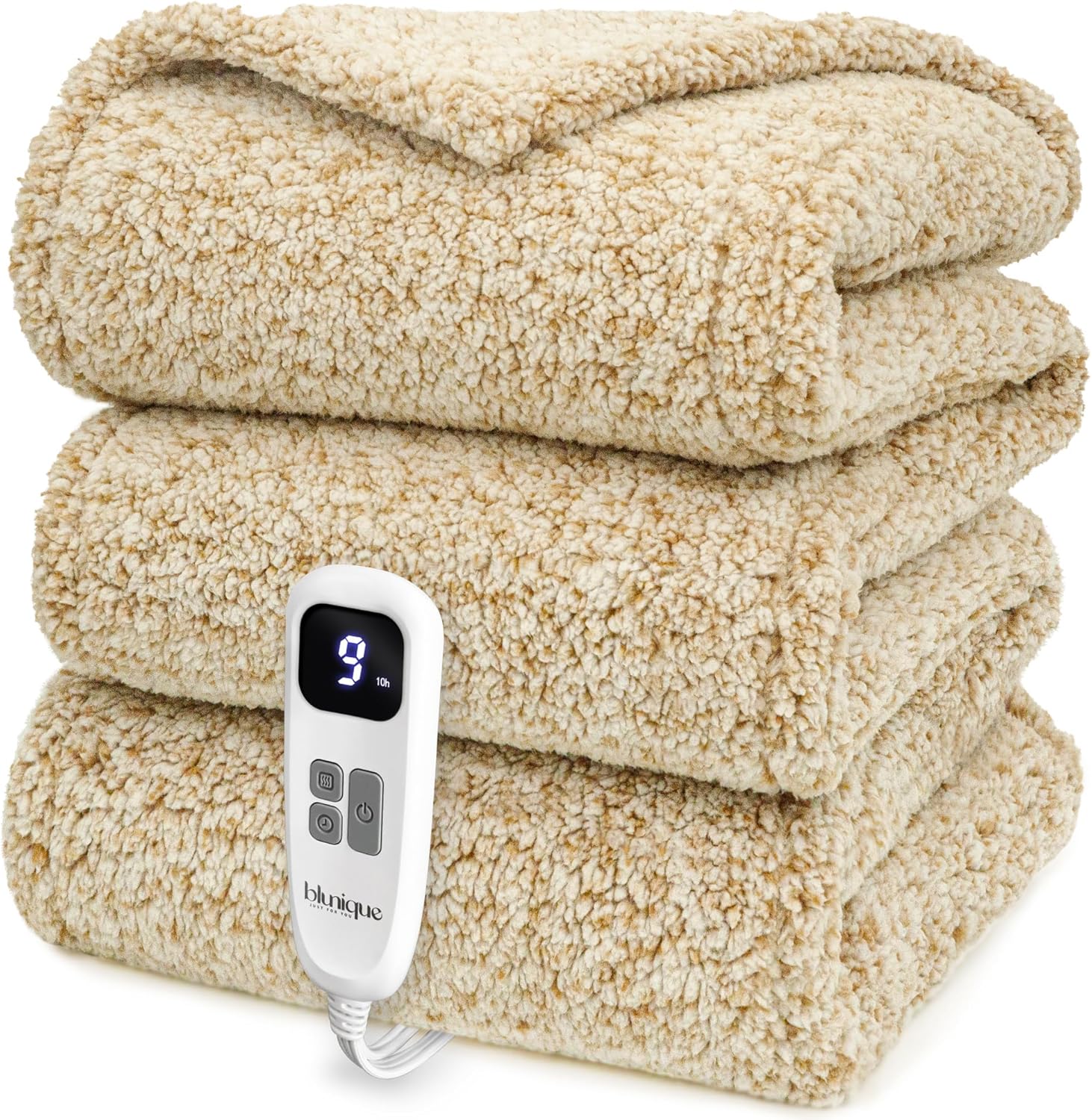Heated Blanket Electric Blanket Full - Fast Heating Blanket Throw Double Sided Sherpa Ultra Soft Cozy with 10 Heating Levels & 2-10 Hours Auto Off, Mashine Washable, 72 x 84 Inches, Camel