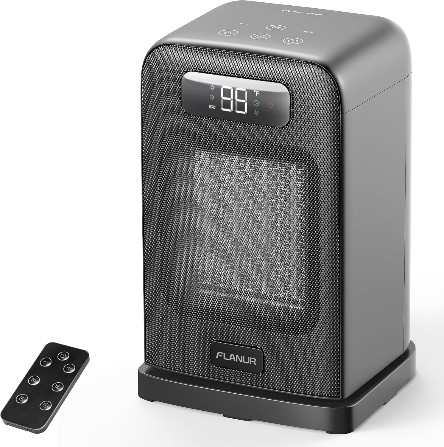 Space Heaters for Indoor Use, 1500W Small Desk Heater 2 in 1 with Remote, Thermostat, LED Display, Overheat & Tip Over Protection, 12H Timer, 70° Oscillating Heater for Office, Grey