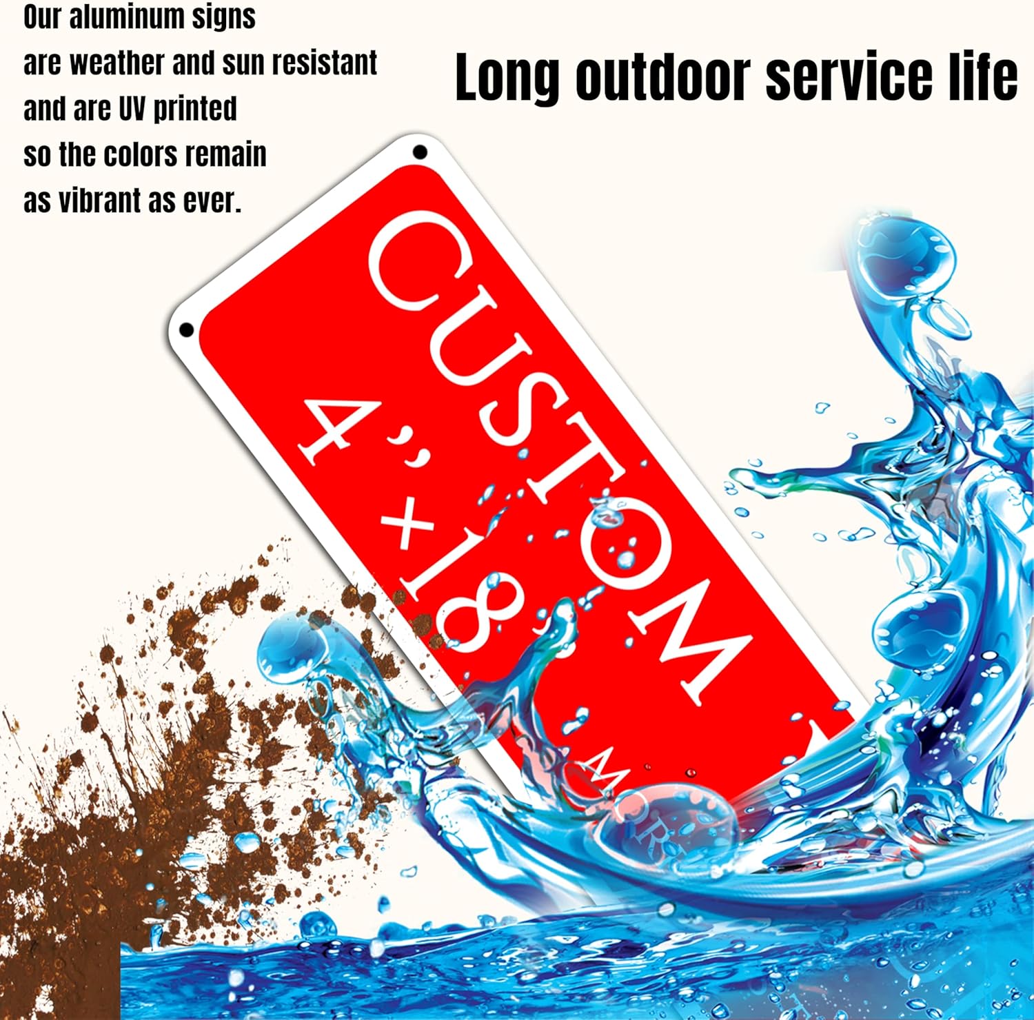 Custom Sign, Custom Indoor/Outdoor Decorative Sign，Aluminum Weatherproof Metal Sign Multiple Sizes, Double-sided,Customize for Swimming Pool,Playground, Business, Workplace, office, Home, Delivery Signs(4*18 Inch)
