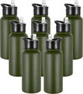 VEGOND 32 oz Insulated Water Bottle Bulk Stainless Steel Metal Water Bottles with Leak Proof Straw Lid & Spout Lid, Wide Mouth Double Walled Vacuum Travel Sports Bottle, 8 Pack