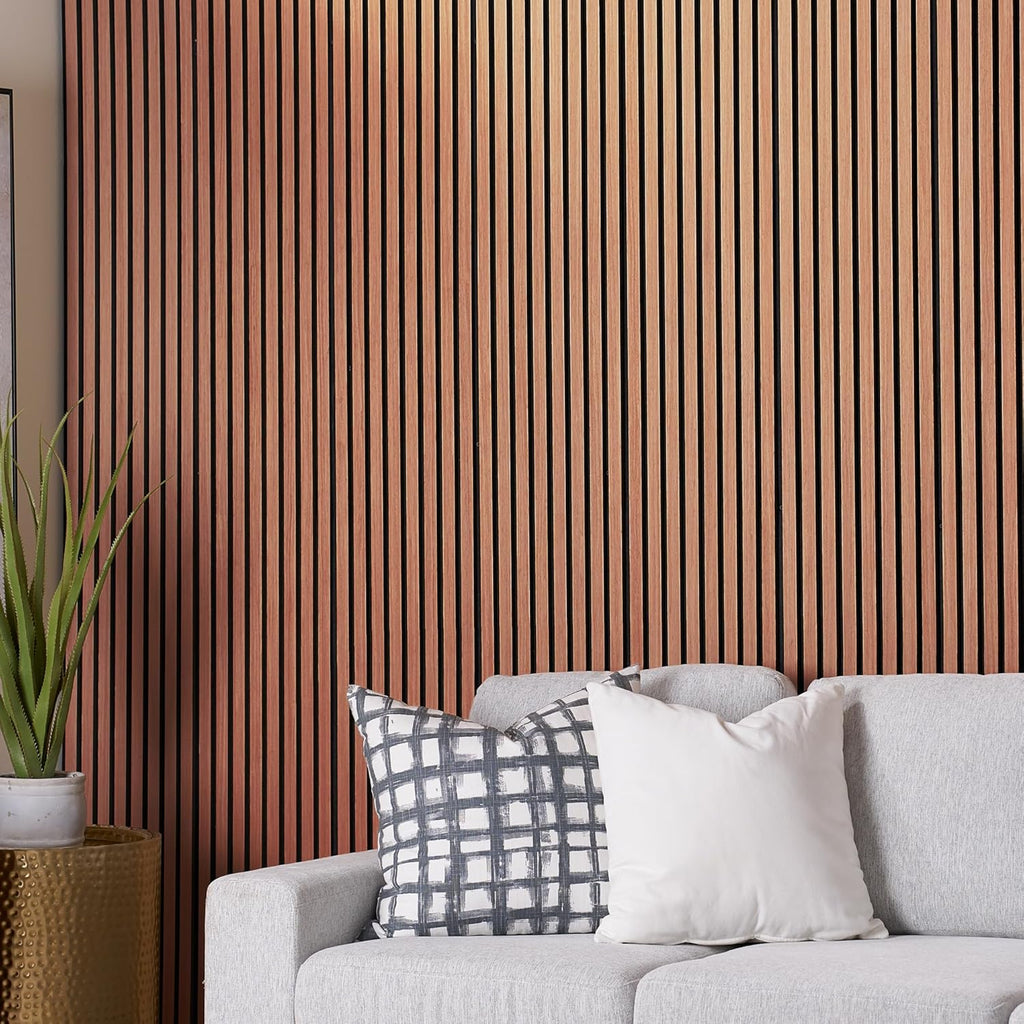 Wood Panels for Wall - Oak Acoustic Wall Panels - 4PK Wall Wood Panels - 94.49” x 12 - Soundproof Wall Panels for Decor - Acoustic Slat Wood Wall Panels for Interior Decoration of Walls (Oak Cherry)