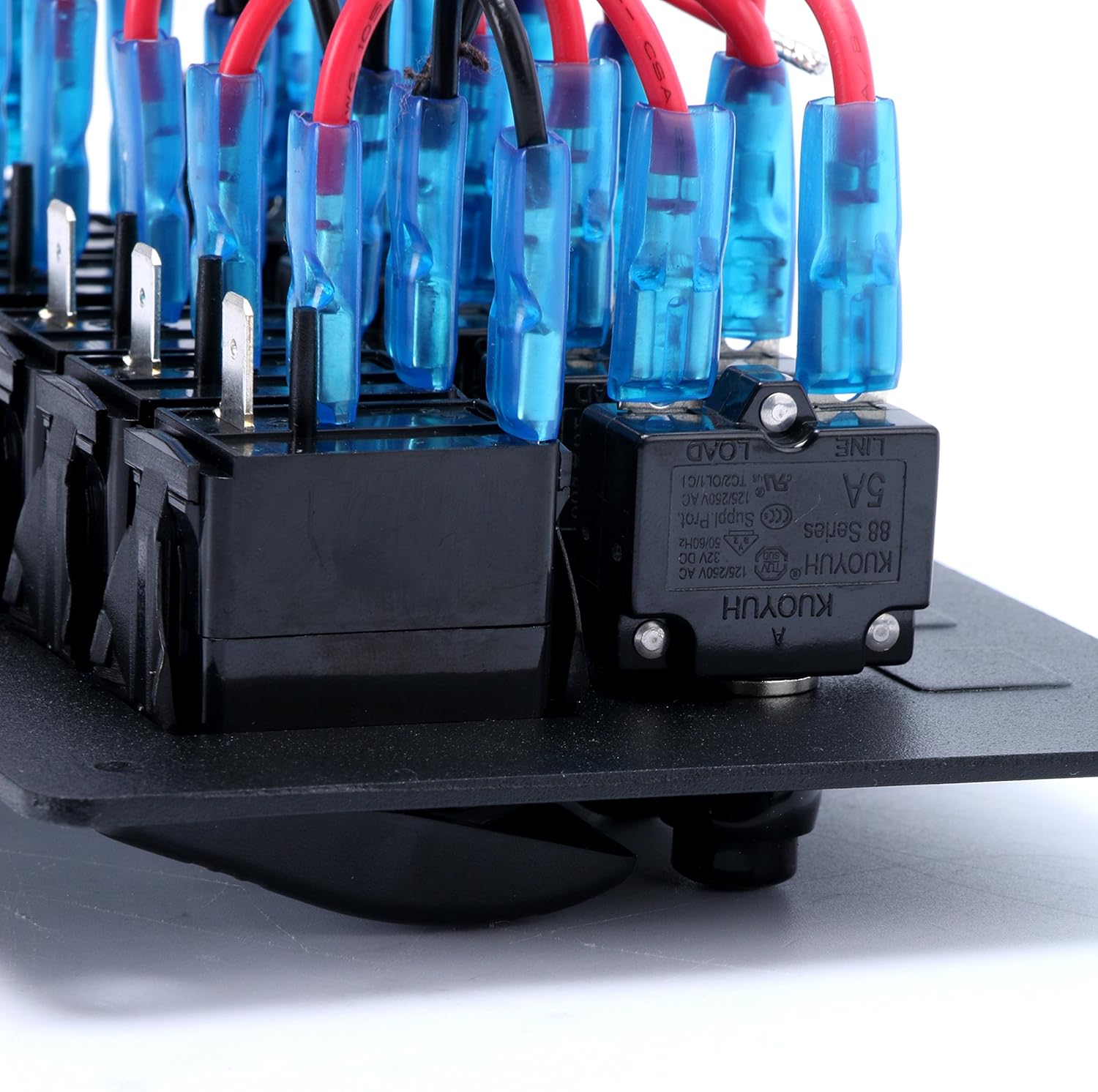 Amarine Made 5 Gang Aluminium LED Rocker & CIG Socket & Circuit Breaker Waterproof Marine/Boat/rv Switch Panel AM62-PN-LB5Z/S