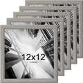 KTKDE 12x12 Picture Frame Set of 5, Wooden frames Grey, Wall Hanging Display, Best Square Photo Frame Studio Gallery for Photos, Posters & Art Prints