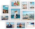 decorUhome Picture Frames Collage Wall Decor for Photo Gallery Display, Assorted Picture Frames set of 10 Including Two 8x10 / Four 5x7 / Four 4x6 for Family Wall Decor, Distressed White, 10 Pack