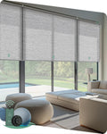 Yoolax Smart Coupled Roller Shades Compatible with Alexa Google, Motorized Blinds with Remote Light Filtering Coupled Roller Shades for X-Large Windows, Custom Size(XL Coupled-Foggy Gray)
