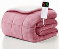 Homemate Heated Weighted Blanket for Adults - 50"x60" 10lbs Electric Throw Fast Heating Heavy Blanket 1/2/4/6/8 Hour Auto Off 10 Heat Levels Over-Heat Protection Soft Flannel Sherpa