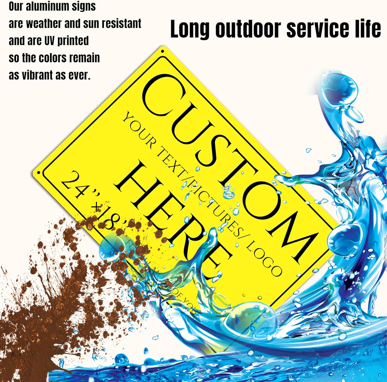 Custom Signs Outdoor Metal, personalized metal sign，Reflective，night visibility，Aluminum Weatherproof Metal Sign Multiple Sizes, Customize for Office, Business, Workplace, office, Home, Delivery Signs(24*18 Inch)