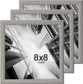 KTKDE 8x8 Picture Frame Set of 3, Grey Wooden frames, Wall Hanging for Tapletop Display, Best Square Photo Frame Studio Gallery for Photos, Posters & Art Prints