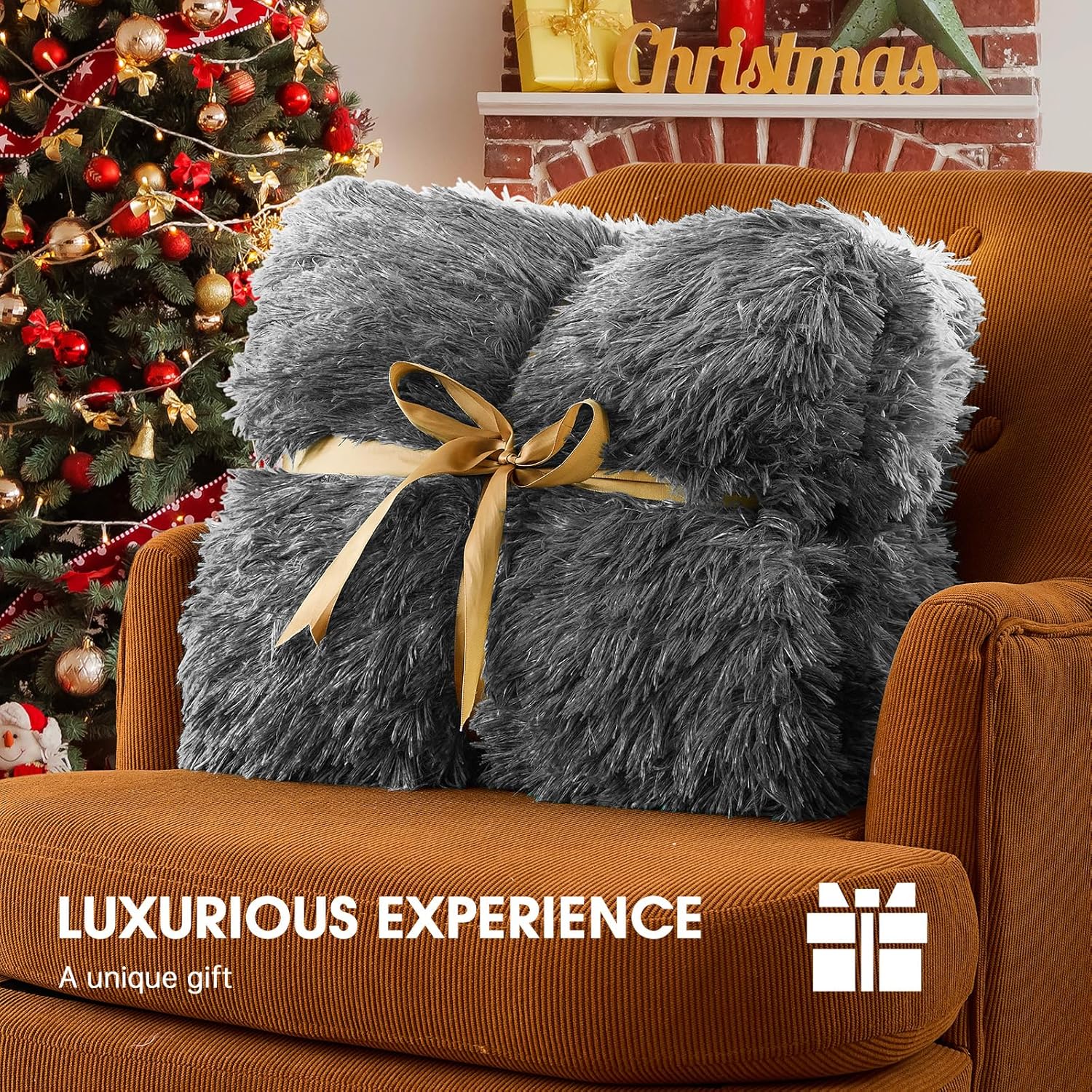 Heated Electric Blanket Twin–Faux Fur with Soft Thick Sherpa,Warm Winter Birthday Gifts for Women Grandma，10 Heat Settings,5 Time Settings with Fast Heating, 62x84, Foggy Dusk