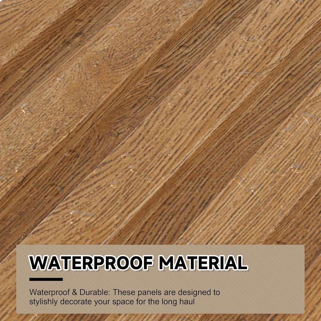 WPC Slat Wall Paneling,8-Pack 3D WPC Wood Wall Panels,Acoustic Wall Panels for Interior Wall Decor,Living Room,Bedroom,Golden Oak,95 x 6 in