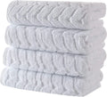 BAGNO MILANO Turkish Bath Towels, Soft Plush Jacquard Luxury Bath Towels, Quick Dry Towel Set (White, 4 Pcs Hand Towel Set)