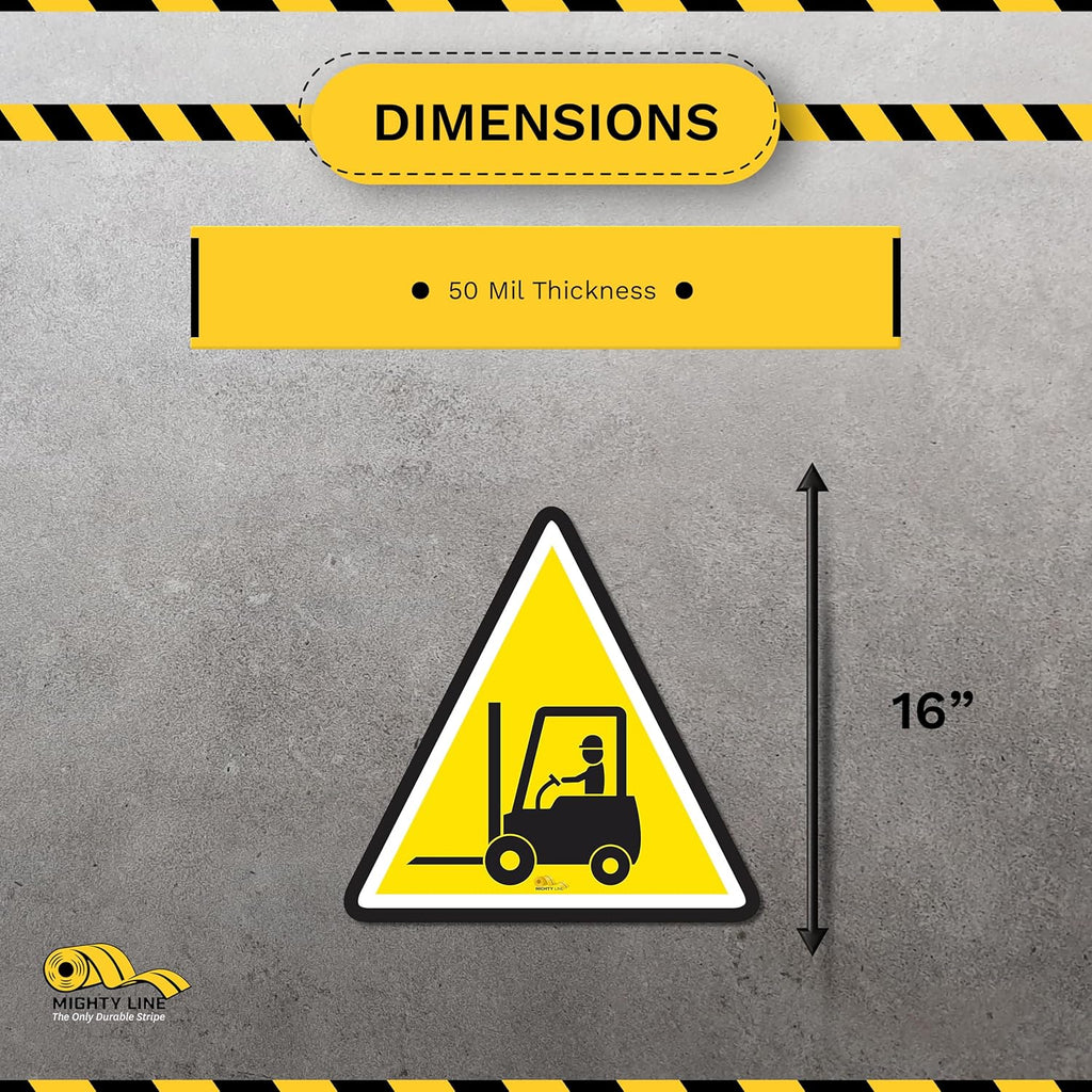 Mighty Line Forklift Floor Sign for Safety, Warning, Heavy-Duty, Peel and Stick, Adhesive, Industrial Quality, Forklift Crossing with Driver, 16"