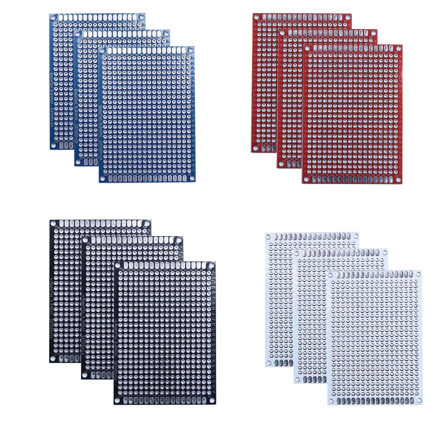 15 Pcs(5x7cm) Double Sided PCB Board Prototype Kit Soldering 4 Colour Universal Printed Circuit Board for DIY Soldering and Electronic Project