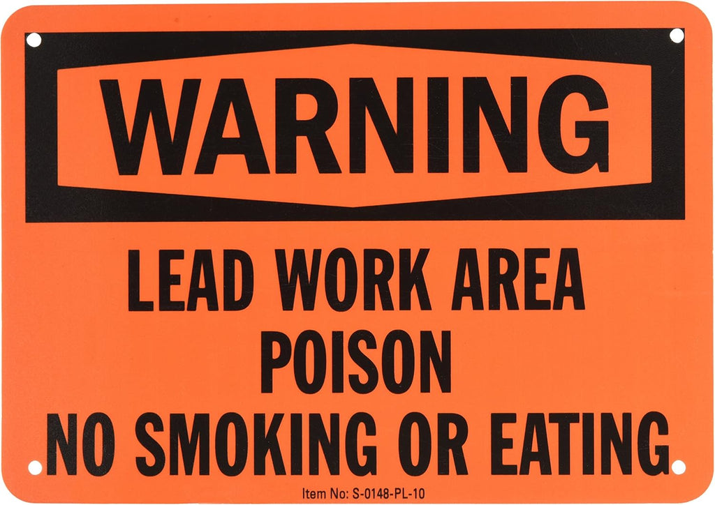 SmartSign "Warning - Lead Work Area, Poison, No Smoking Or Eating" Sign | 7" x 10" Plastic