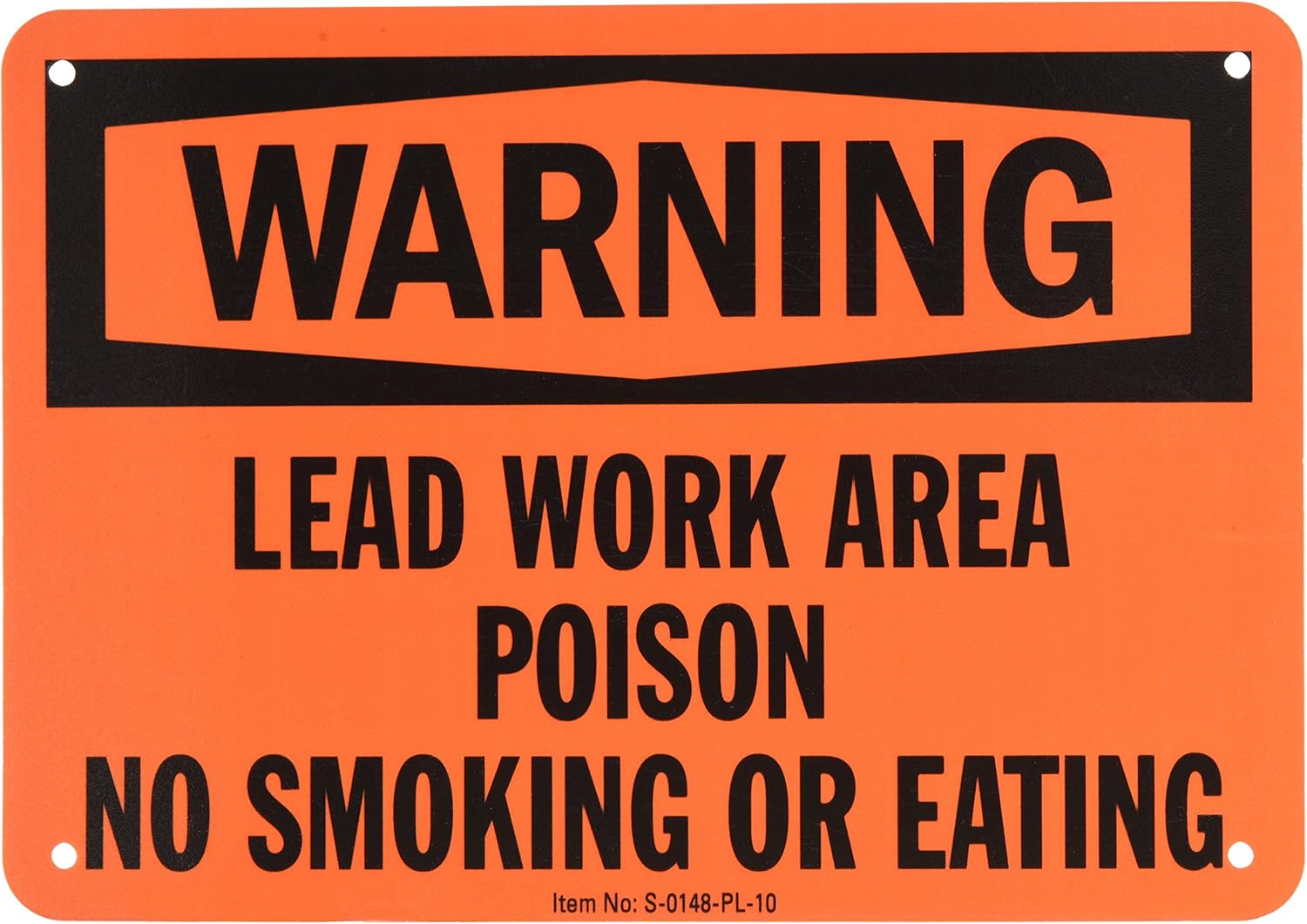 SmartSign "Warning - Lead Work Area, Poison, No Smoking Or Eating" Sign | 7" x 10" Plastic